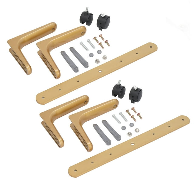 Juego de 2 soportes para mamparas divisorias de ambientes, de aleación de aluminio, ajustables en ancho y móviles, con ruedas, color dorado