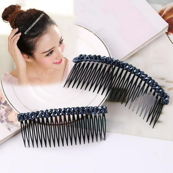 rygai Hair Comb Clip Easy to Wear Shiny Non-slip Cushion Hair Princess Styling Headdress Hair Accessories,Navy Blue