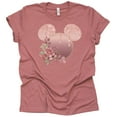 thumbnail image 2 of Women Teen Rose Gold Drip Mickey Ears with Flowers Shirt Unisex Floral Adult Ladies Boho Character Tshirt (Mauve, XX Large), 2 of 7