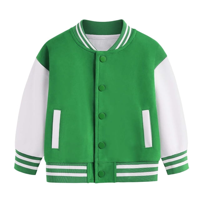 Manteaux d'Hiver pour Enfants Filles et Garçons, Manteau de Baseball à Manches Longues Automne Printemps à Blocs de Couleur