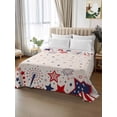 thumbnail image 3 of Full Size Flat Sheet Only, Red Blue Star 4th of July Soft Brushed Microfiber Bed Sheets, Independence Day Fireworks Rustic Hotel Quality Breathable Bedding Top Sheet, Easy Care, 81"x96", 3 of 9