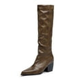 thumbnail image 7 of Mostsola Knee High Boots Women Slouchy Square Toe Heel Mid Calf Boots Pull on Fall Boots, 7 of 7