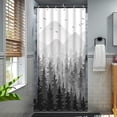 thumbnail image 4 of Black Misty Forest Shower Curtain Gray Ombre Nature Tree Plants Shower Curtains Fabric Waterproof Mountain Shower Curtain Sets for Bathroom Bath Decor (Black, 36'''' × 72''''), 4 of 6