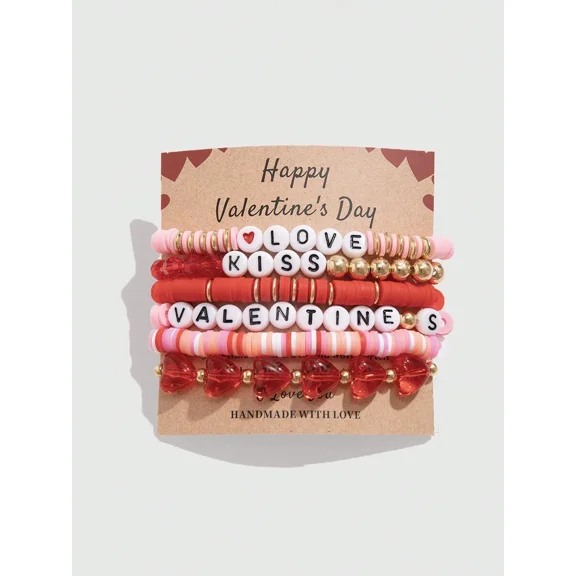 Multicolor Bracelet Set 5 Pieces Valentines Day
