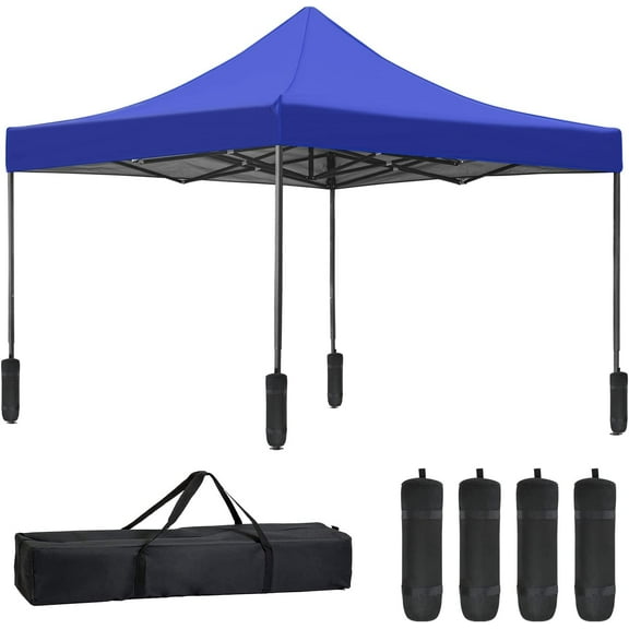 CL.HPAHKL 10ft x 10ft Blue Pop Up Outdoor Canopy, Waterproof and 4 Sand Bags