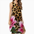 thumbnail image 2 of Lilies Against Leopard Print Casual Sleeveless Loose Sundress Dress For Women Summer Dress Daily Woman, 2 of 4