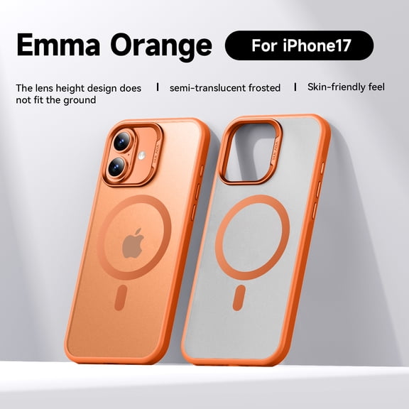ELEHOLD Magnetic Case for iPhone 17,Compatible with Mag-safe,Military-Grade Protection Slim Shockproof Matte Protective Phone Cover for Women Men,Orange
