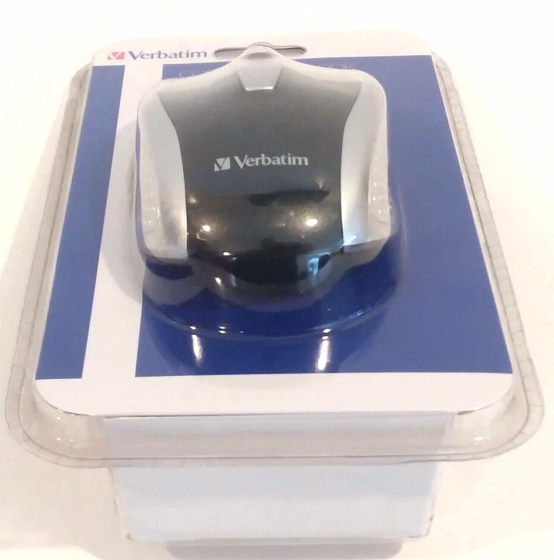 CRESTIN- Verbatim Corded Notebook Optical Mouse 99741 Silver/Black Wired New