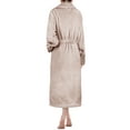 thumbnail image 3 of PAVILIA Soft Plush Women Fleece Robe, Taupe Light Brown Cozy Bathrobe, Female Long Spa Robe, Warm Housecoat, Satin Waffle Trim, L/XL, 3 of 8