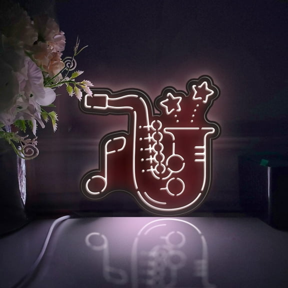 Jazz Music Saxophone Led Light Box, Dimmable Neon-Like Light Signs USB Power for Wall Decor Bedroom Decoration, Static Light (WxH) 6"x6"