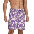 thumbnail image 2 of Kdxio Daisies Flowers Print Mens Sleep Shorts Bottoms Soft Comfy Pajama Wear Pants with Drawstring Pockets, 2 of 7