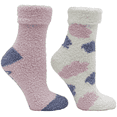 thumbnail image 2 of Women's Non-Skid Warm Soft and Fuzzy Lavender Infused 2-Pair Pack Slipper Socks, Clouds- Pinkberry sherbet, 2 of 8