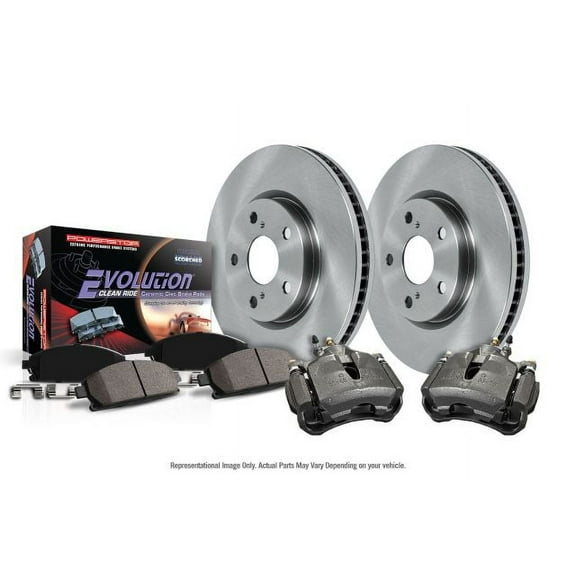 PowerStop Rear Stock Replacement Brake Pad and Rotor Kit with Calipers Fits: FORD Select Models KCOE1799