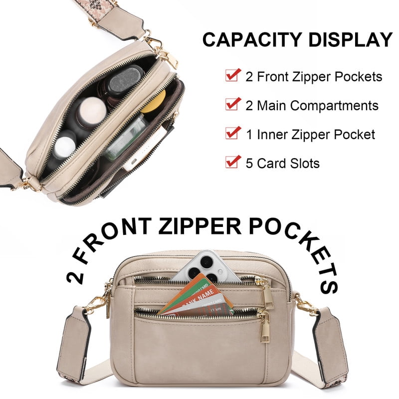 GAEKEAO Women’s Leather Crossbody Purse with Detachable Shoulder Strap and Multi Pockets