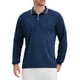 thumbnail image 5 of Camisa polo de golf de negocios de manga larga de ajuste regular para hombres, color sólido, azul marino, 5 of 6
