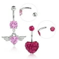 thumbnail image 3 of Anillos de Ombligo de Acero Inoxidable 14G Anillos de Ombligo con Barriga Joyas Piercing para Mujeres, 2 Piezas/Juego(Rosado) EOTVIA No, 3 of 6
