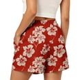 thumbnail image 5 of PWPSG Womens Elastic Waist Tropical Floral Shorts, Drawstring Waistband with Loose Fit, Bright Print for Vacation Daily Wear Red L, 5 of 6