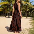 thumbnail image 5 of GUACER Maxi Dress for Women Halter Neck Abstract Print Sleeveless Backless Sundress Boho Flowy High Waist Resort Wear Beach Vacation Outfit, 5 of 7