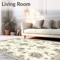 thumbnail image 2 of ODIKA 6'x9' Machine Washable Non-Slip Area Rug, Floral Patterned Half Circle Grey and Beige High Traffic Rug, Beige, 113968, 2 of 7