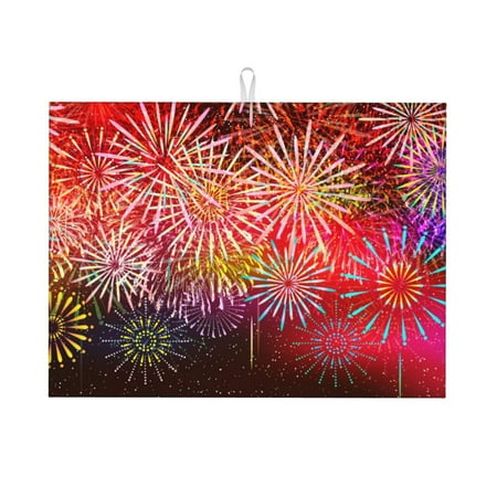 

Xecao Fireworks Patten Drying Mat Dish Drying Mats for Kitchen Counter Super Absorbent Dish Drying Pads 18×24 Inch