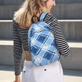thumbnail image 7 of Casual Canvas Backpack Without Interlayer Large Capacity Stick Bag Design For Outdoor Shopping Office Outdoor Sports Argyle Plaid Lightskyblue_2 Medium, 7 of 7