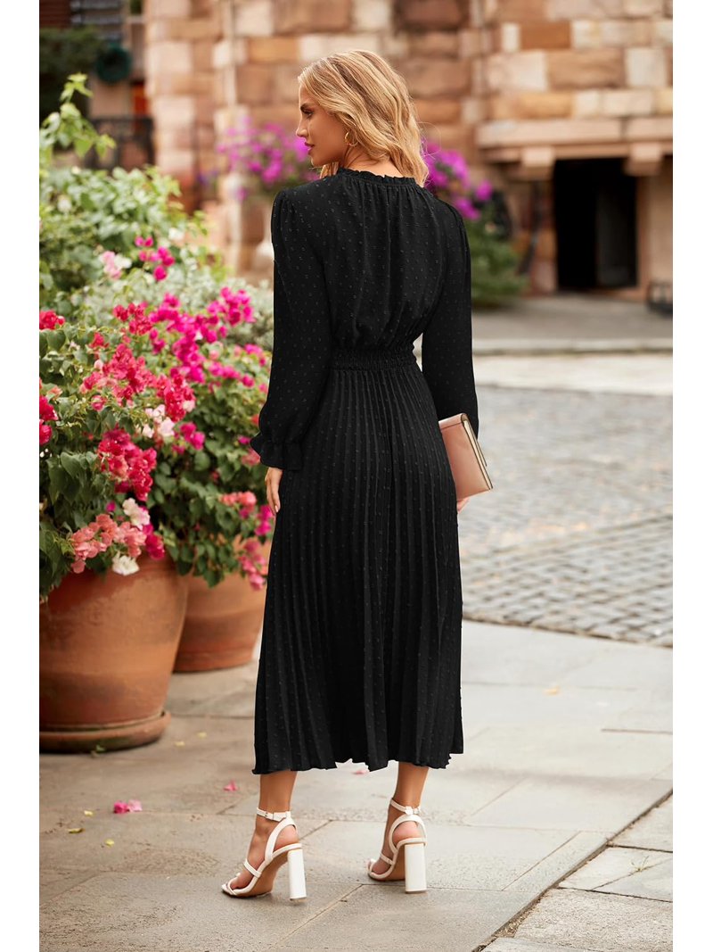 midi a line flowy dress Zeagoo Midi A Line Dress Short Sleeve Casual Flowy Tiered Sundress (US Only) Black White Floral / S