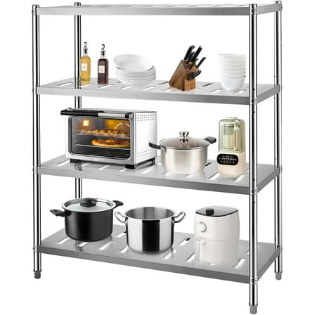 60*18*60 inch Stainless Steel Shelves, Storage Shelf 4-Tier Heavy Duty Adjustable Shelf Unit for Kitchen Garage Office Restaurant Warehouse,330lb Per Shelf