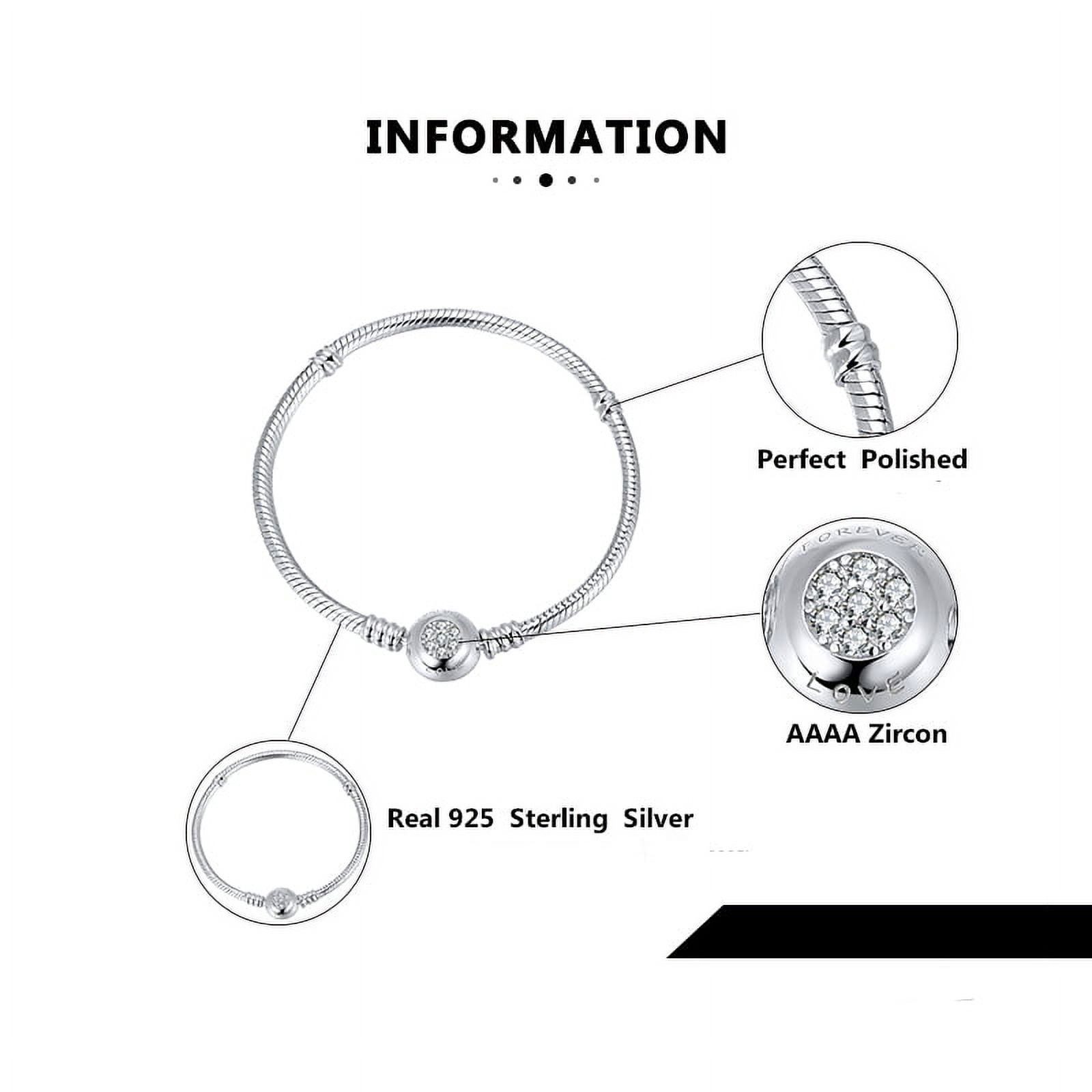 Snake Chain Charm Bracelet Sterling Silver Cz Love Clasp Ginger Lyne Collection