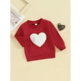 thumbnail image 3 of Bagilaanoe Toddler Baby Girl Boy Valentine’s Day Sweatshirt Long Sleeve Heart Print Pullover 6M 12M 18M 24M 3T Kids Loose Tee Tops, 3 of 9