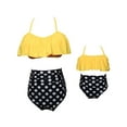 thumbnail image 3 of MAWCLOS Mommy And Me Parent-child Swimsuit Sleeveless Family Matching Swimwear Two Piece Wire-free Swim Bikini Set Ruffled Beach Yellow White 140, 3 of 4