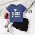thumbnail image 2 of Fshinging Children Clothes Set Summer Fashion Letter Print Tops And Solid Casual Shorts Tenue Garçon Size 5-6 Years, 2 of 3