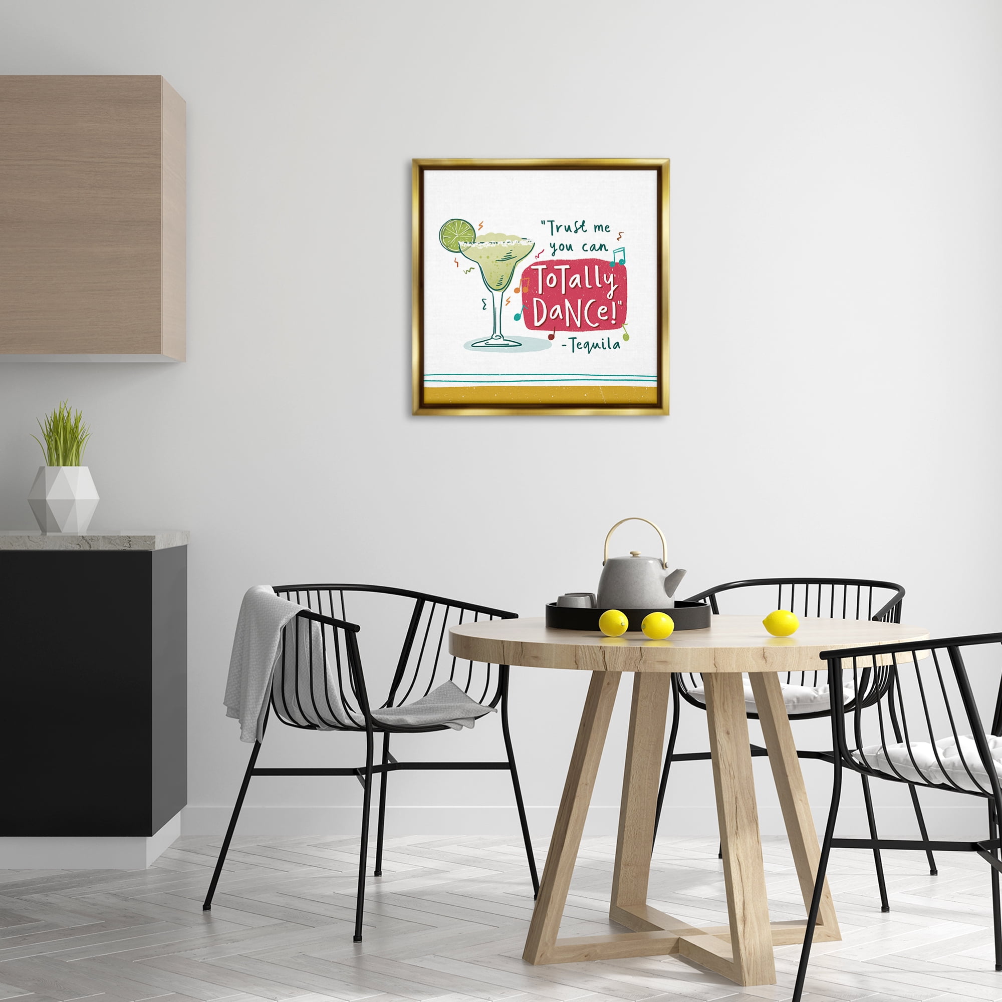 Stupell Industries Funny Tequila Phrase Food & Beverage Painting Gold Floater Framed Canvas Art Print Wall Art, 25 x 25