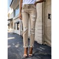 thumbnail image 4 of JOLIP Women's High Rise Khaki Distressed Ripped Straight Leg Jeans, 4-12, 4 of 7