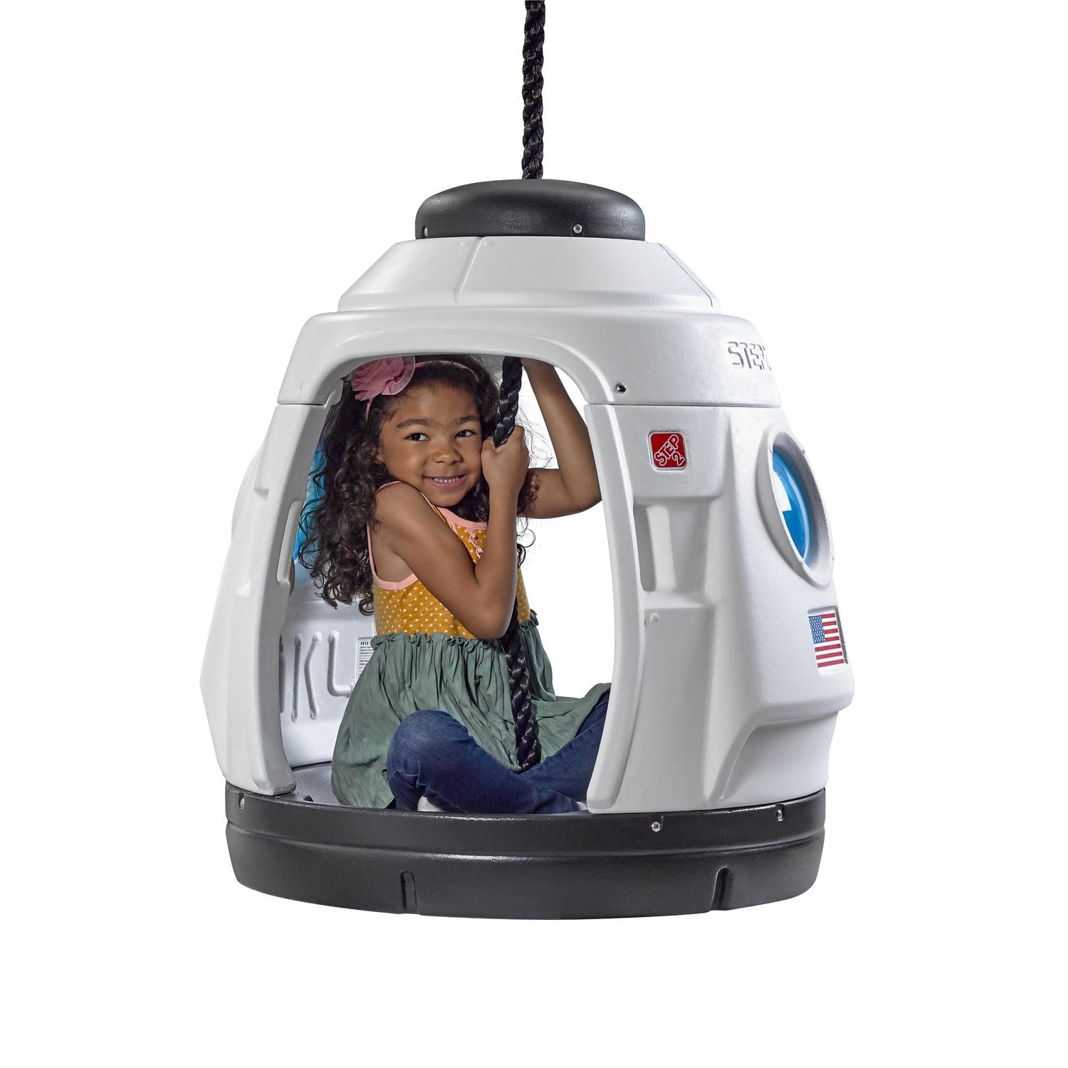 Step2 Space Capsule Swing for Kids, 2-in-1 Outdoor Kids Swing and Playhouse, Enclosed Capsule Swing Seat, Ages 3–7 Years