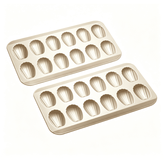 2‑Pack 12 Cavity Madeleine Pan Non‑Stick Carbon Steel Shell Baking Mold for Oven