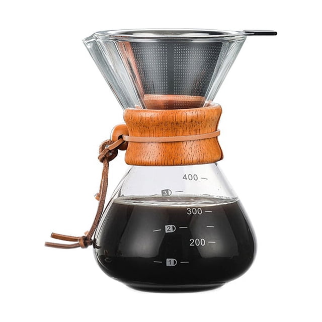 Cafetière en Verre borosilicate Haute (avec Filtre en Acier Inoxydable)