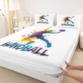 thumbnail image 4 of Homewish Watercolor Ball Player Queen Sheets,Handball Print Queen Sheet Sets,White,4pcs,1 Flat Sheet, 1 Fitted Sheet and 2 Pillowcases, 4 of 6