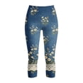 thumbnail image 4 of ZQUUVOU Capri Leggings for Women Pull On Jeggings High Waisted Denim Look Printed Stretchy Slim Fit Yoga Pants with Pocket Blue, 4 of 8