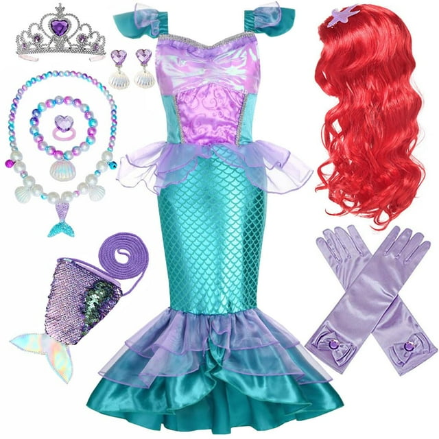 Disfraz de Sirenita Ariel de Yosbabe para niñas de 7 a 8 años