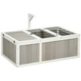 thumbnail image 1 of PawHut Wooden Tortoise Habitat with Openable Top, Run Cage, Two Rooms, Grey, 1 of 10