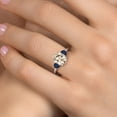 thumbnail image 4 of Gem Stone King 2.70 Ct Oval Peach Morganite Blue Sapphire 925 Sterling Silver Ring, 4 of 6