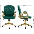thumbnail image 3 of Velvet Office Chair Desk Chair with Gold Base, Comfortable Makeup Vanity Chair with Back and Wheels, Swivel Rolling Chair for Girls Women Study Bedroom, Green, 3 of 19