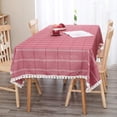 thumbnail image 2 of Deconovo Decorations Tablecloths Oblong Poly-Cotton Blend Tassel Waterproof Fade Resistant Table Cover for Outdoor Picnic, 54x108 Inch, Red, 2 of 7