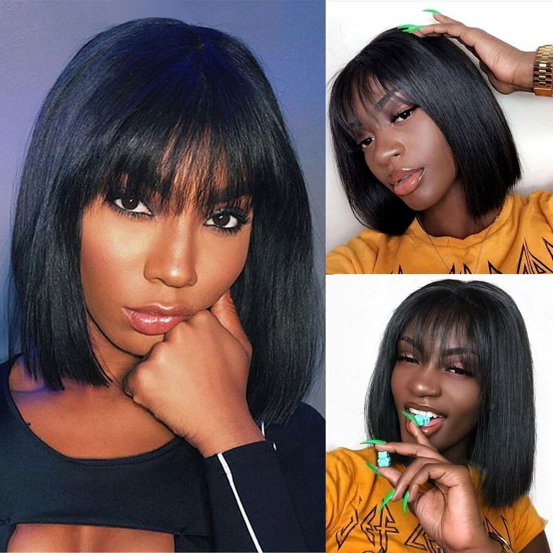 Fringe Wig Human Hair Short Bob Wig Straight Human Hair Wigs With Bangs Full Machine Made Wigs Human Hair Wigs