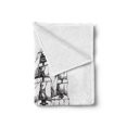 thumbnail image 2 of Sketch Soft Flannel Fleece Throw Blanket, Hand Drawn Columbus Ship and Waves Open Sea Print on Plain Backdrop, Cozy Plush for Indoor and Outdoor Use, 50" x 70", Charcoal Grey and White, by Ambesonne, 2 of 5