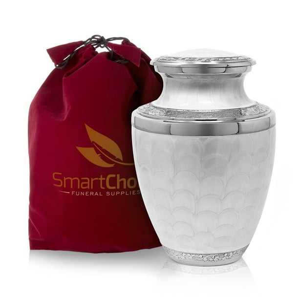 SmartChoice Pearl White Cremation Urn for Human AshesAffordable