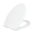 thumbnail image 1 of Asiento de inodoro alargado de ajuste cómodo con cierre lento, bisagras de liberación rápida y parachoques antideslizantes (blanco), 1 of 9