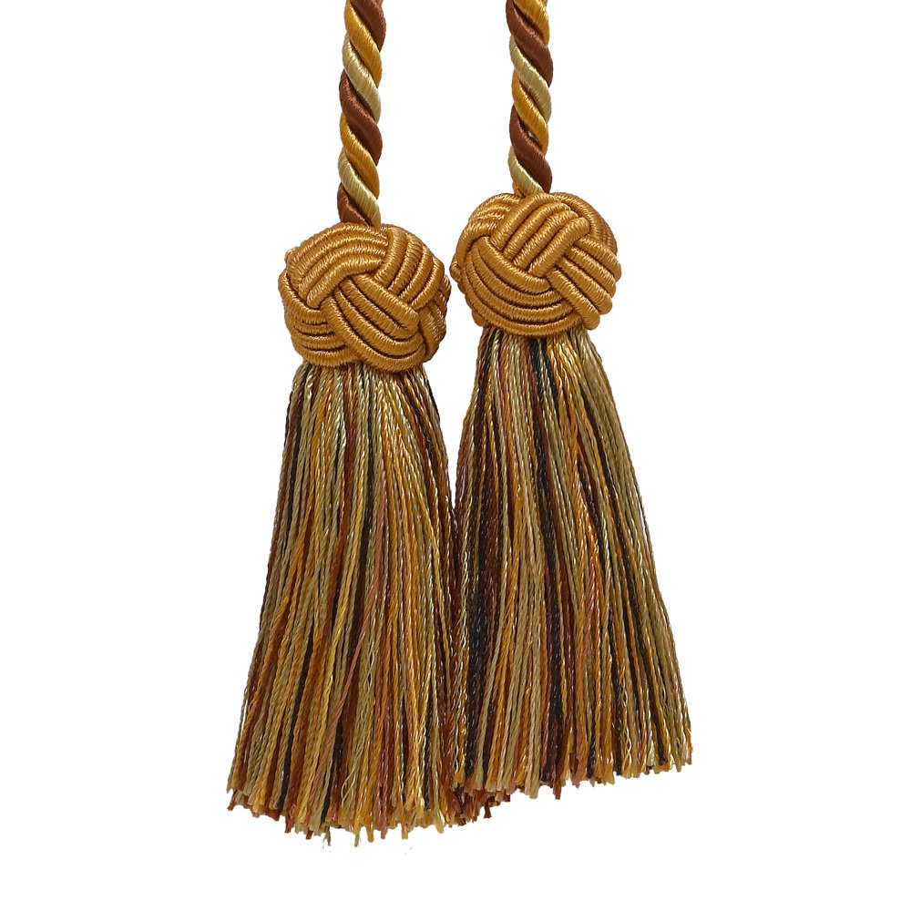 Double Tassel / Brown & Gold, Chair Tie Double Tassel / Tassel Tie with
