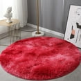 thumbnail image 7 of AuroraX Fluffy Living Room Area Rug Plush Ultra Soft Red Non-Slip Backing Bath Mat Rug Art Deco Round, 7 of 7