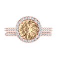 thumbnail image 2 of 2.56 ct Brilliant Round Cut Yellow Moissanite 14k Rose Gold Halo Solitaire with Accents Engagement Bridal Wedding Ring Band Set size 6.75, 2 of 7